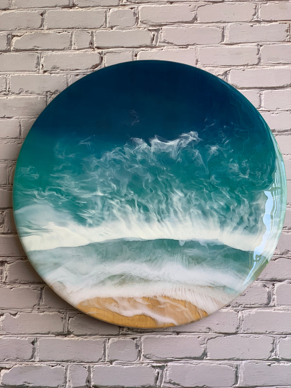 Lazy Susan Ocean Art Bamboo Wood Tray - SAADIA.ART