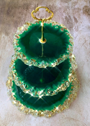 Emerald Crystal Cupcake 3 Tier Stand