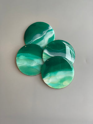 Round Emerald Seascape Wooden Coasters