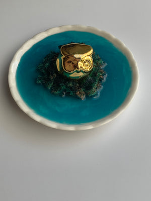 Golden Owl Ring Dish: 2' Round
