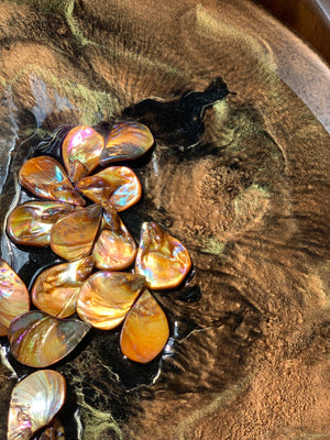 Acacia Wood Resin Tray - Seashells