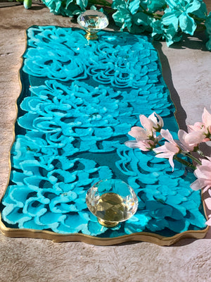 3D Floral Tray: 12' Dahlia Turquoise + Caddy