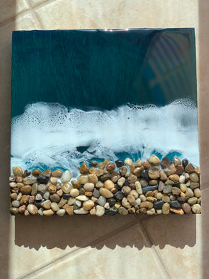 3D Resin Art - Beach Rocks - 12x12in