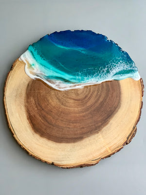 Wooden Live Edge Ocean Serving Board