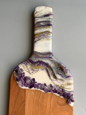 Cherry Wood Cheese Board with Amethyst Stones