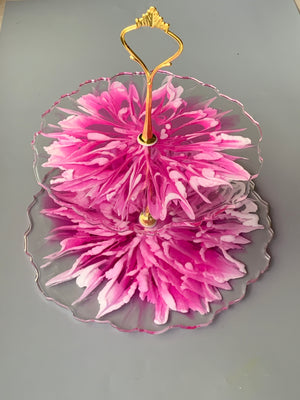 Magenta Blooming Flower Cupcake/Jewelry Stand
