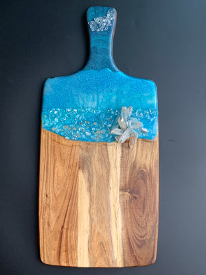 Wooden Cheese Board with Quartz Crystals