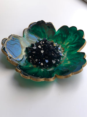 Emerald Druzy Flower Bowl